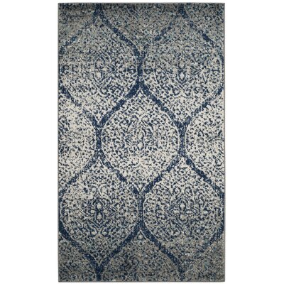 silver and navy rug